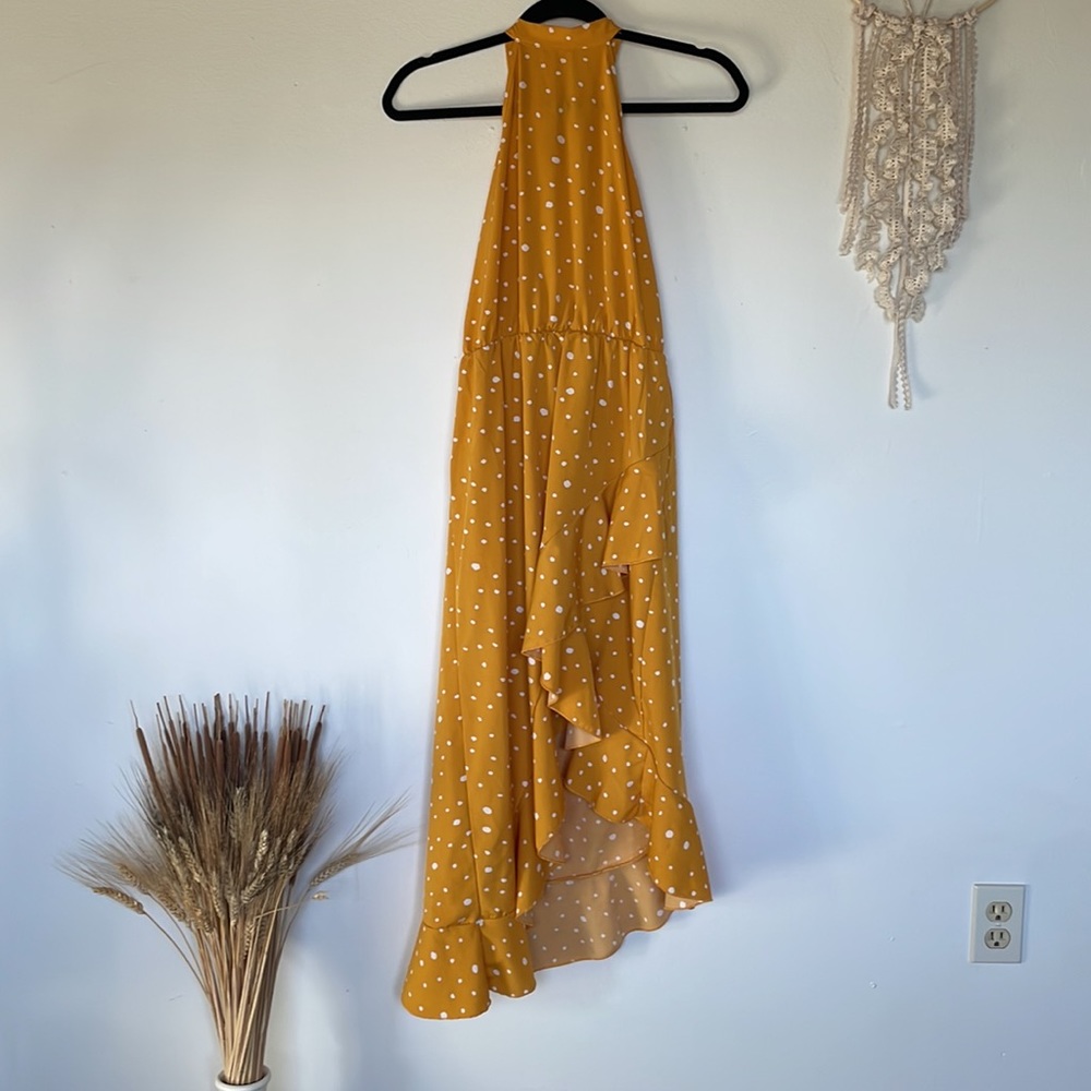 Cute beach halter top dress in yellow